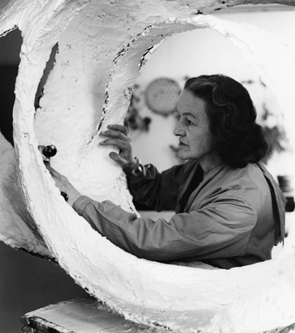 Barbara Hepworth - At work on the plaster for Oval Form (Trezion)